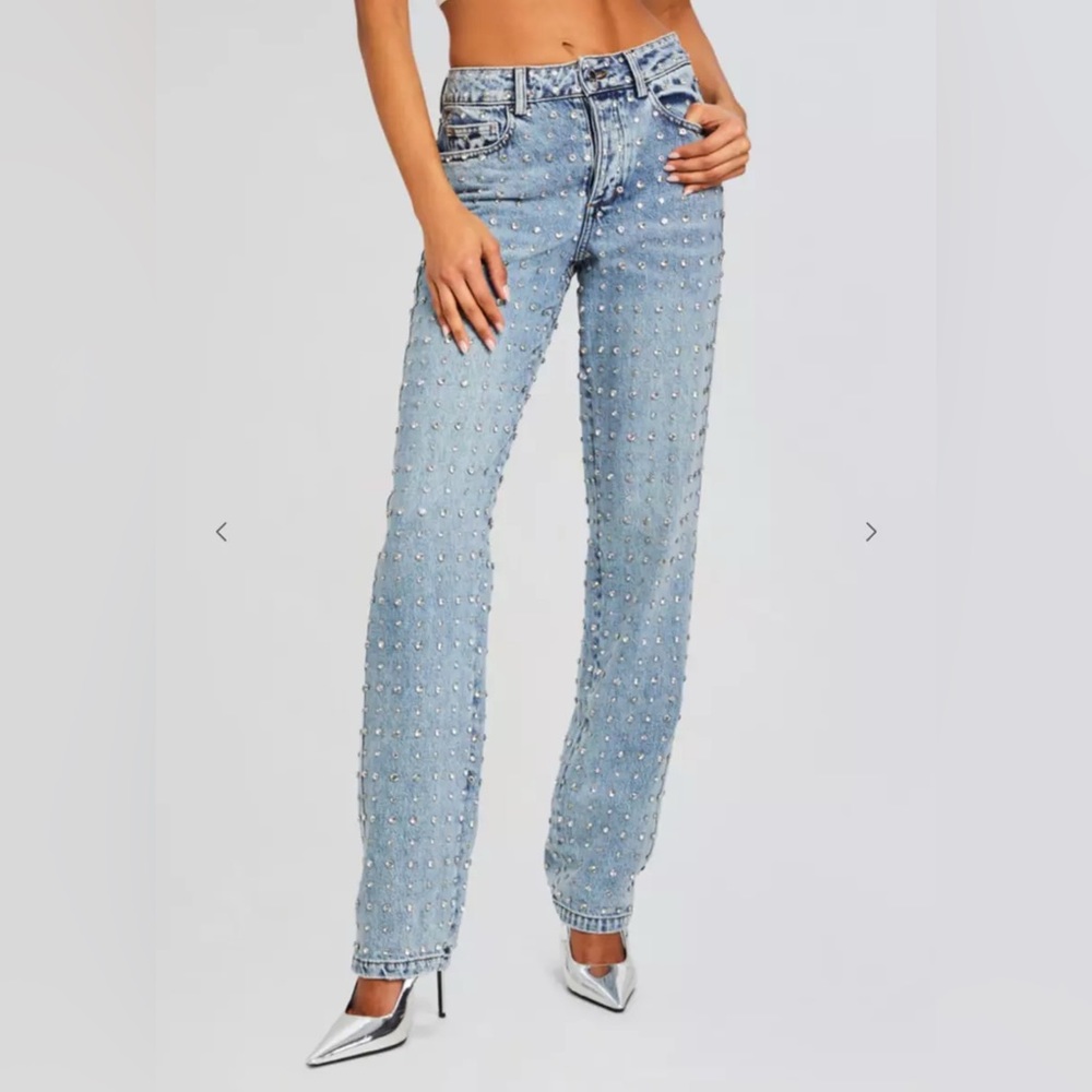 Retrofête Vero Embellished Denim Pant 28 New MSRP $1,698 NWT